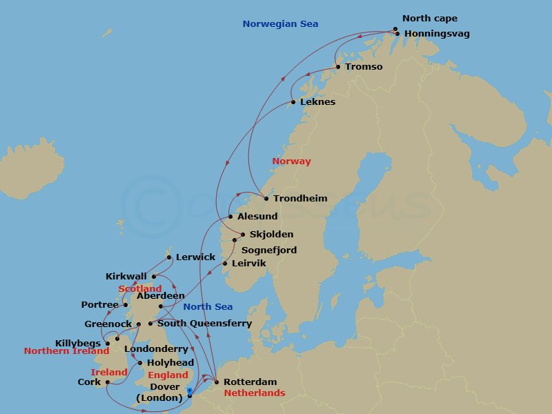 14 Night - Norwegian Fjords & Nordfjord - Zuiderdam - Starting in Amsterdam, the Netherlands, Scenic cruising Oslofjord, Oslo, Norway, Mandal (Kristiansand), Norway, Stavanger, Norway, Scenic cruising Sognefjord, Skjolden, Norway, Amsterdam, the Netherlands, Eidfjord, Norway, Scenic cruising Hardangerfjord, Olden, Norway, Scenic Cruising Nordfjord, Alesund, Norway, Bergen, Norway, Amsterdam, the Netherlands itinerary map