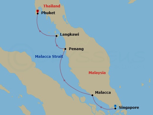 5 Night - Singapore / Phuket - Luminara - Starting in Singapore, Malacca, Penang, Langkawi, Phuket itinerary map