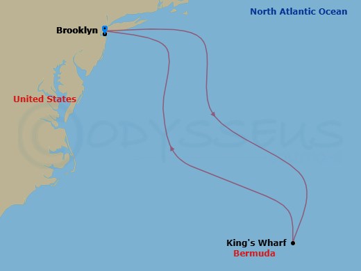 5 Night - Stuff at Sea - Valiant Lady - Starting in New York City, New York, Royal Naval Dockyard, Bermuda, New York City, New York itinerary map