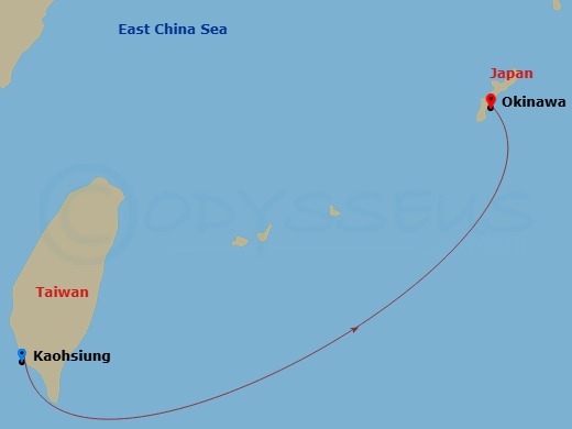 2 Night - Cruise from Kaohsiung to Naha - Costa Serena - Starting in Kaohsiung, Naha, Japan itinerary map