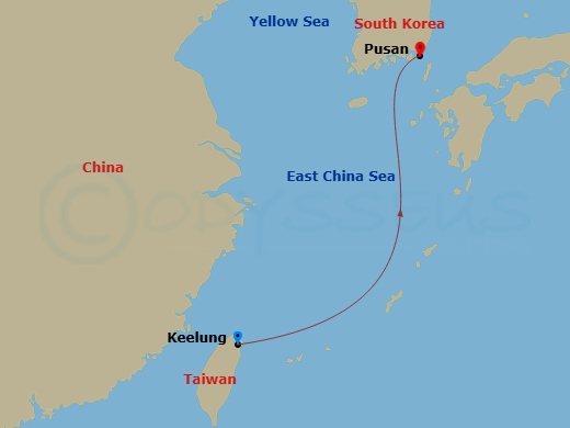 2 Night - Far East from Keelung Taiwan - Costa Serena - Starting in Keelung, Taiwan, Pusan itinerary map