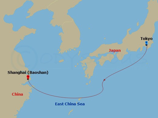 3 Night - Far East - MSC Bellissima - Starting in Tokyo, Japan, Shanghai, China itinerary map