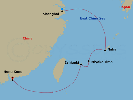 7 Night - A Journey of Island Serenity & Dynamic Cityscapes - EXPLORA III - Starting in Shanghai, Naha, Okinawa, Miyako Jima, Ishigaki Island, Hong Kong itinerary map