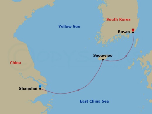 2 Night - Far East from Shanghai - Costa Serena - Starting in Shanghai, Seogwipo (Jeju), Pusan itinerary map