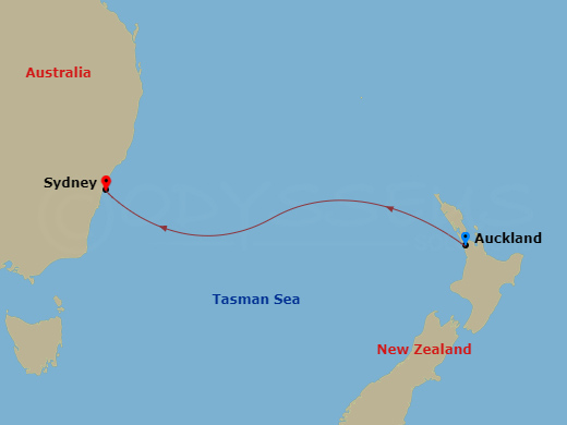4 Night - Australia Seacation - Crown Princess - Starting in Auckland, New Zealand, Sydney AU itinerary map