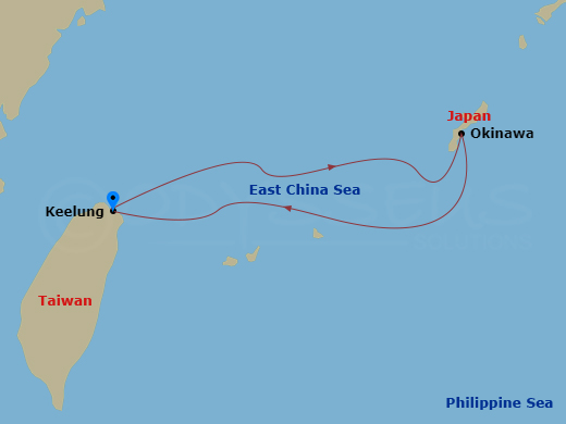 3 Night - Far East from Keelung Taiwan - Costa Serena - Starting in Keelung (Taipei), Okinawa (Naha), Keelung (Taipei) itinerary map