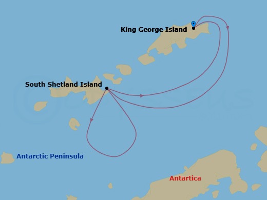 6 Night - King George Island to King George Island - Silver Endeavour - Starting in King George Island, South Shetland Islands, Antarctic Peninsula, South Shetland Islands, King George Island itinerary map