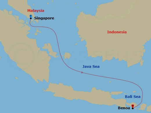 4 Night - Singapore to Benoa - Silver Moon - Starting in Singapore, Benoa, Bali itinerary map