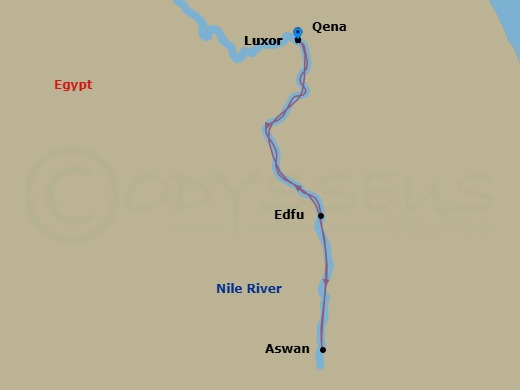 11 Night - Secrets of Egypt & the Nile with Cruise and Land Package : Cairo Pre-Cruise, Cruise Roundtrip Luxor, Cairo Post-Cruise - AmaDahlia Tours - Starting in Luxor, Edfu, Aswan, Keglsugl, Luxor, Qena, Luxor itinerary map