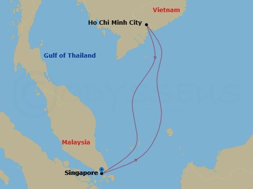 4 Night - Ho Chi Minh City Cruise - Navigator of the Seas - Starting in Singapore, Ho Chi Minh / Phuoc An, Vietnam, Singapore itinerary map