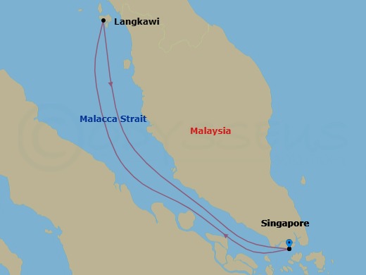 4 Night - Langkawi Cruise from Singapore - Disney Adventure - Starting in Singapore, Langkawi, Singapore itinerary map