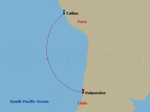 5 Night - Ocean Voyage : Callao - Valparaiso - L'Austral - Starting in Callao, Valparaiso itinerary map