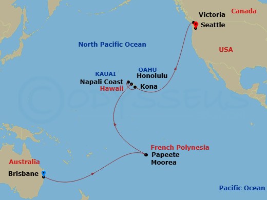 7 Night - Western Caribbean Cruise - Mariner of the Seas - Starting in New Orleans, Louisiana, Cozumel, Mexico, George Town, Grand Cayman, Ocho Rios, Jamaica, New Orleans, Louisiana itinerary map