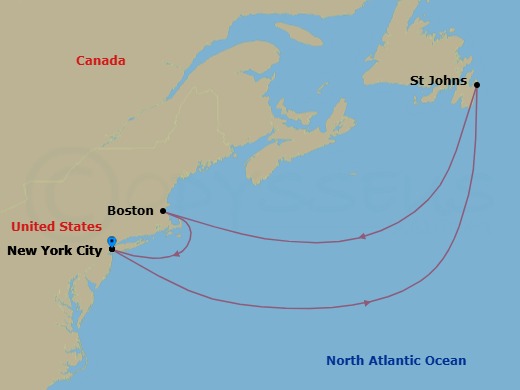 5 Night - Halloween On the High Seas Canada and New England Cruise from New York - Disney Wish - Starting in Port of New York, St Johns NF, Boston, Port of New York itinerary map