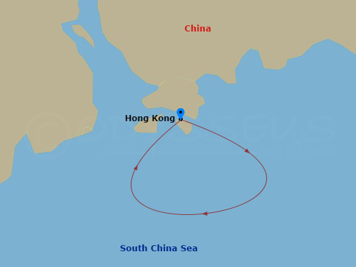 2 Night - Weekend Getaway Cruise - Spectrum of the Seas - Starting in Hong Kong, China itinerary map