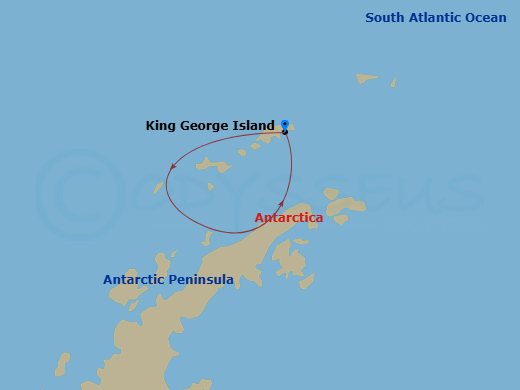 7 Night - King George Island Roundtrip - World Navigator - Starting in King George Island, Antarctic Peninsula / Captains Choice, Antarctic Sound / Captains Choice, King George Island itinerary map